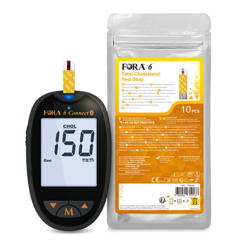 FORA 6 Connect Bluetooth, Total Cholesterol (TCH) Test Strip 10pcs Set