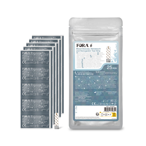 Deluxe bundle- FORA 6 Plus Multi-functional Monitoring System (mg/dL) with 6 parameter test strips.