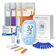FORA 6 Connect | All-in-One Health Meter for the Family | Blood Glucose, Ketone, Cholesterol, Uric Acid, Hemoglobin, Hematocrit Tests | Bluetooth E-Diary | Family Care | Dreamy Blue
