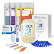 FORA 6 Connect | All-in-One Health Meter for the Family | Blood Glucose, Ketone, Cholesterol, Uric Acid, Hemoglobin, Hematocrit Tests | Bluetooth E-Diary | Family Care | Cream Yellow